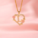 Collier initiale charme floral | Or
