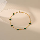 Bracelet chaîne à maillons émeraude | Doré