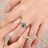Ensemble de bagues couronne Aurèle Émeraude | Or rose