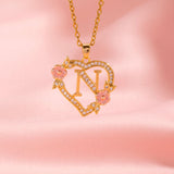 Collier initiale charme floral | Or