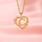 Collier initiale charme floral | Or