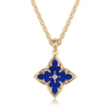 Collier pendentif Trèfle marron | Doré