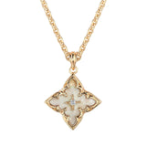 Collier pendentif Trèfle marron | Doré