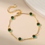 Bracelet chaîne à maillons émeraude | Doré