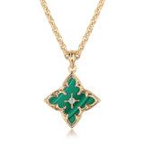 Collier pendentif Trèfle marron | Doré