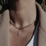 Collier chaîne à maillons gourmette plats | Or blanc