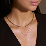 Collier chaîne à maillons gourmette plats | Or blanc