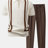Polo en maille gaufrée à fermeture éclair contrastante et pantalon fuselé coupe slim