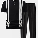 Polo en maille texturée contrastée et pantalon fuselé coupe slim