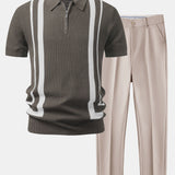 Polo à fermeture éclair contrastée et pantalon fuselé coupe slim