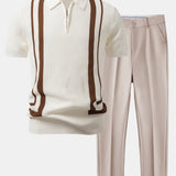 Polo à fermeture éclair contrastée et pantalon fuselé coupe slim