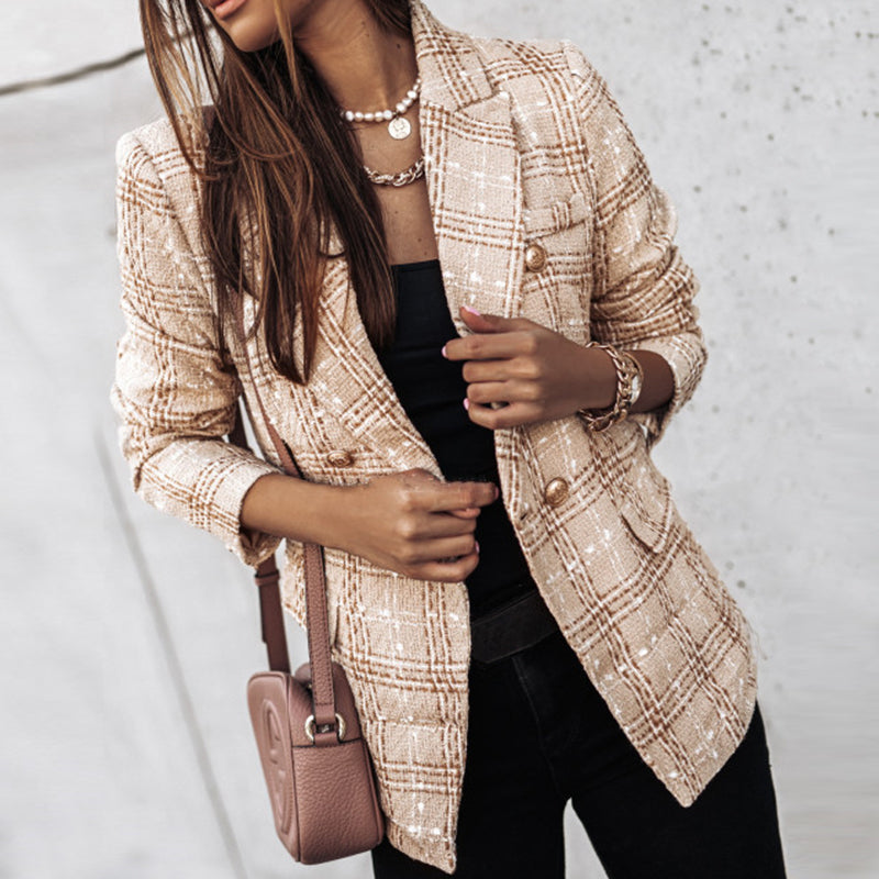 Camille Dubois | Veste blazer à carreaux en tweed pour femme