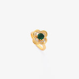 Bague tournante en émeraude Halo Trèfle | Or