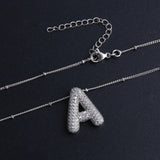 Collier initiales bulles | Or blanc