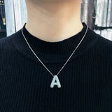 Collier initiales bulles | Or blanc
