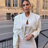 Alessia Romano | Veste bomber structurée courte à boutons-pression pour femme