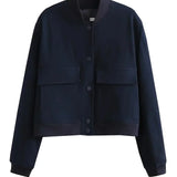 Alessia Romano | Veste bomber structurée courte à boutons-pression pour femme