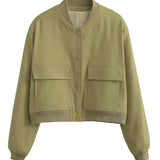 Alessia Romano | Veste bomber structurée courte à boutons-pression pour femme