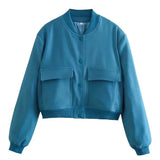 Alessia Romano | Veste bomber structurée courte à boutons-pression pour femme
