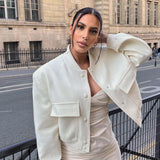Alessia Romano | Veste bomber structurée courte à boutons-pression pour femme