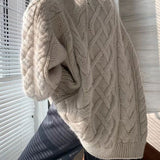 Pull oversize en tricot torsadé pour femme — Pull chaud d'automne
