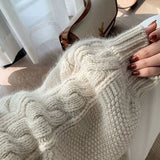 Pull oversize en tricot torsadé pour femme — Pull chaud d'automne
