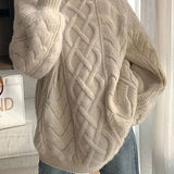 Pull oversize en tricot torsadé pour femme — Pull chaud d'automne
