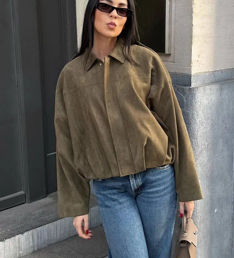 Charlotte Bellini | Veste bomber oversize en daim pour femme