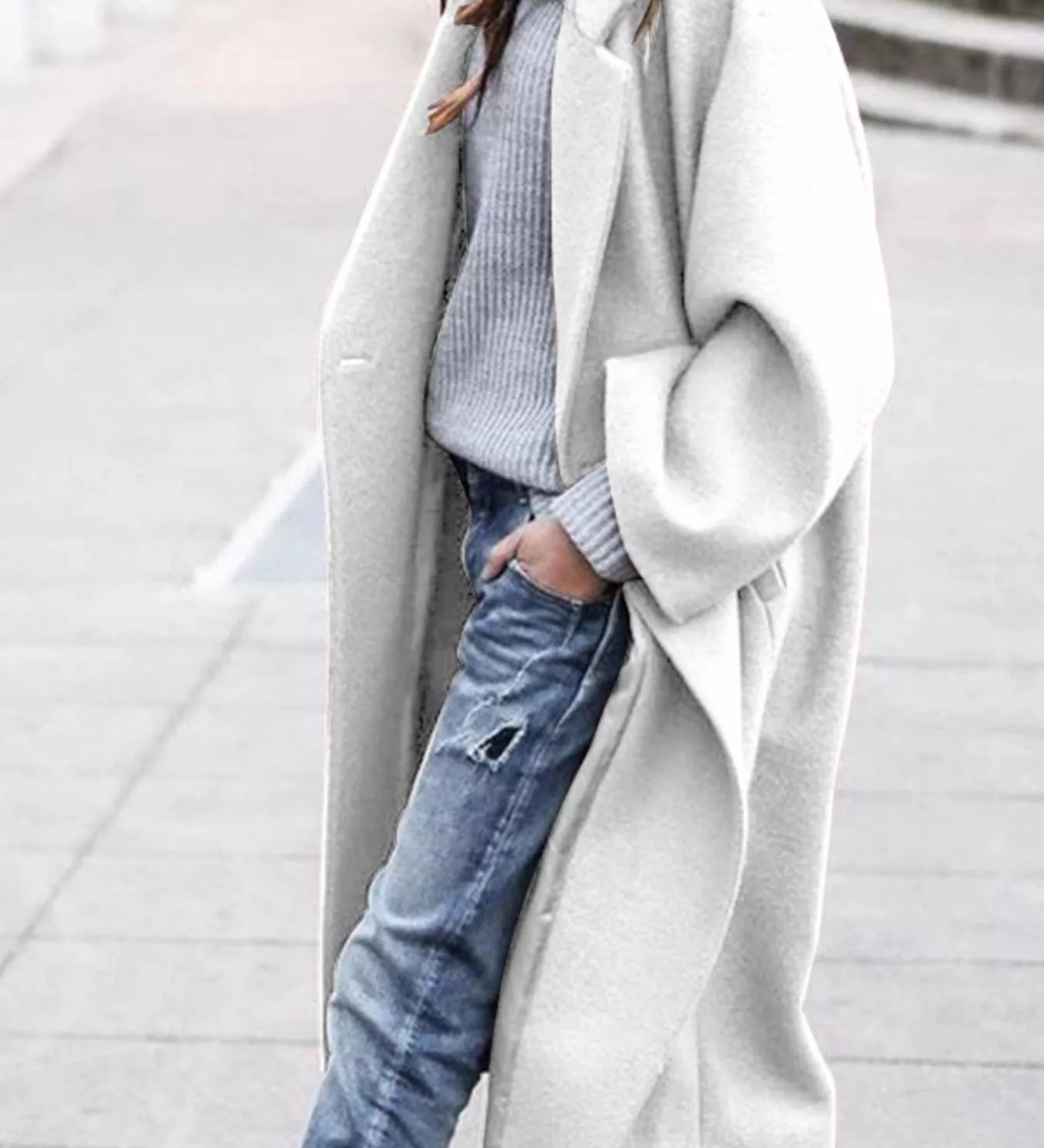 Amélie Laurent | Manteau long oversize en mélange de laine pour femme