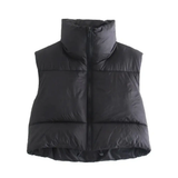 Elena Rossi | Gilet matelassé court pour femme avec col de luxe