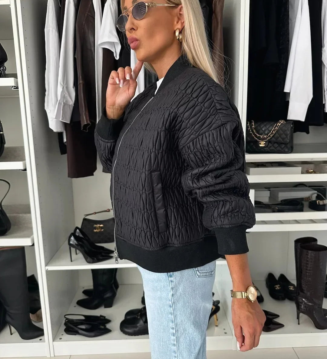 Sophie Laurent | Bomber matelassé à la texture luxueuse pour femme