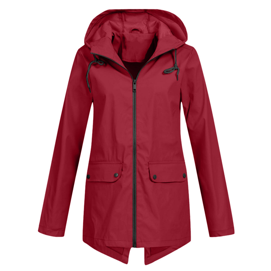 Amélie Laurent | Imperméable long à capuche pour femme, finition minimaliste