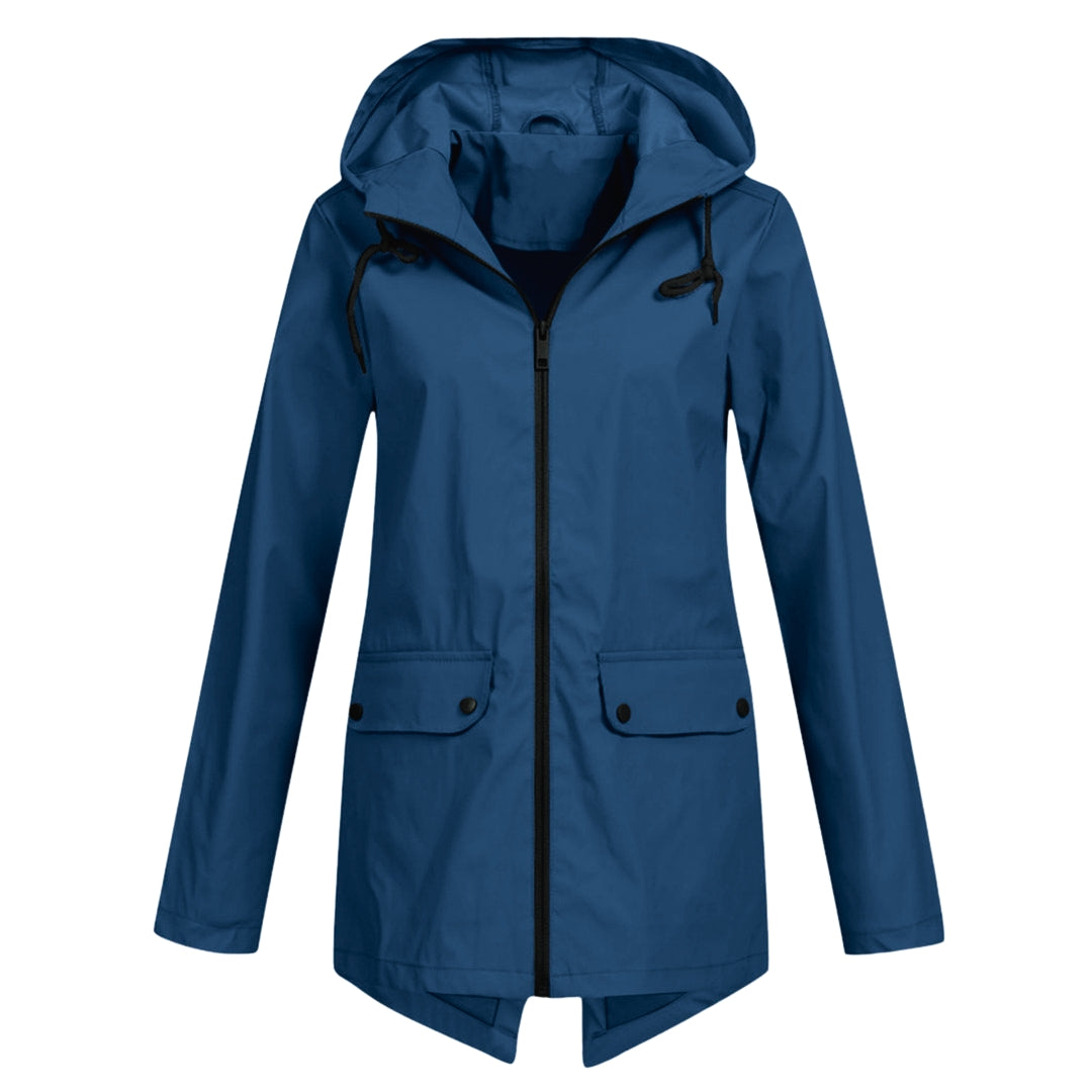 Amélie Laurent | Imperméable long à capuche pour femme, finition minimaliste
