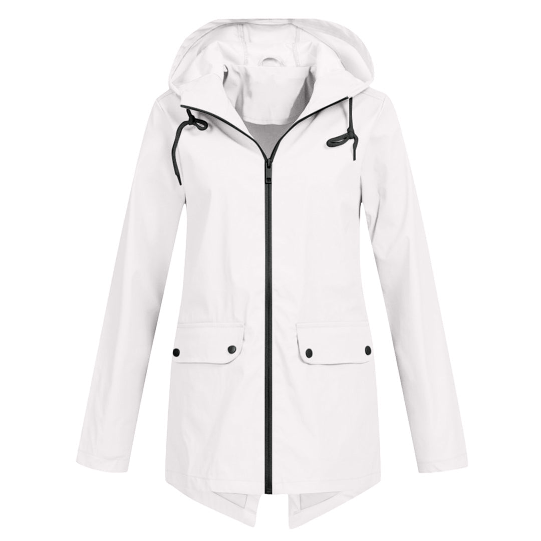 Amélie Laurent | Imperméable long à capuche pour femme, finition minimaliste