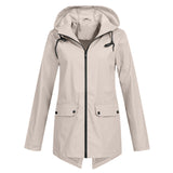 Amélie Laurent | Imperméable long à capuche pour femme, finition minimaliste