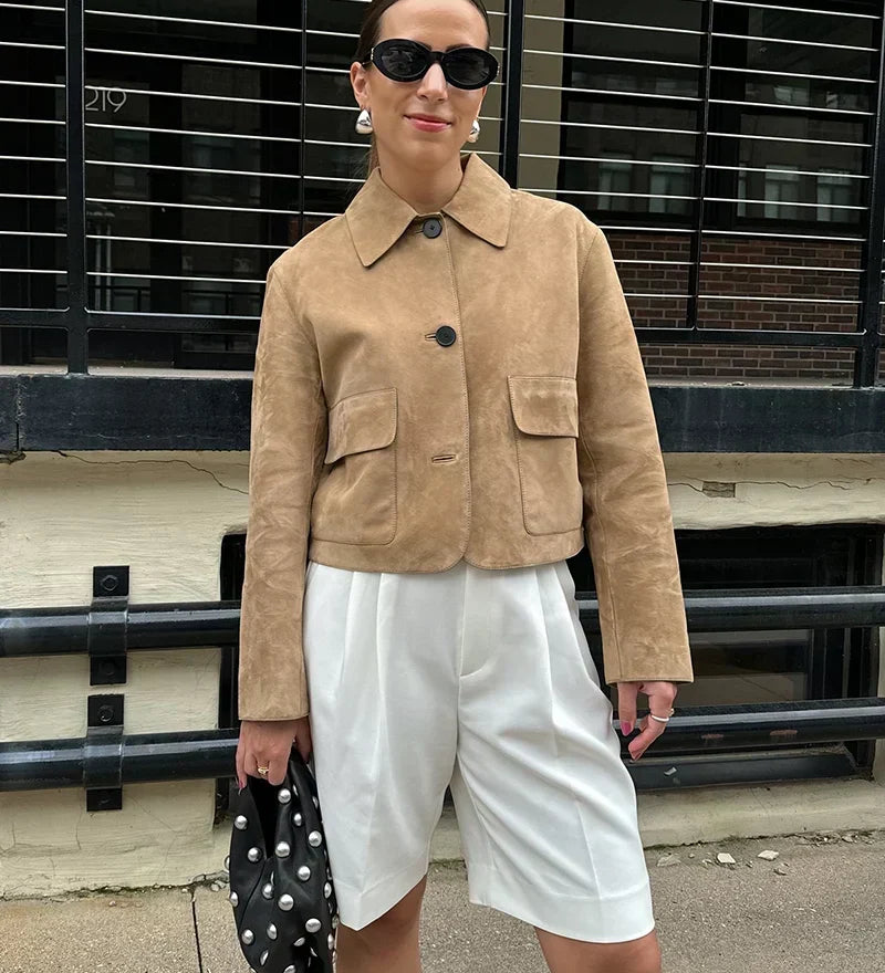 Lucienne Caruso | Veste courte en daim pour femme
