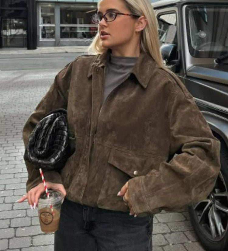 Valeria Romano | Veste courte en daim vintage pour femme