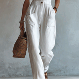 Combinaison blanche sans manches en faux coton-lin