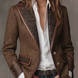 Veste en tweed à chevrons avec empiècements imprimés