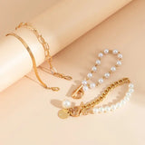 Ensemble de 4 bracelets chic doré - Serpent, perles et maillons | Doré