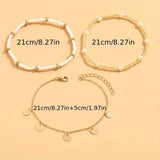 Lot de 3 chaînes de cheville superposées Coastal Charm | Or