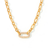 Parure de bijoux à maillons épais pavés | Doré
