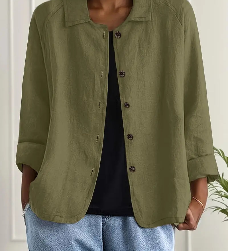 Amélie Rousseau | Veste en lin boutonnée Sky Breeze à l'élégance décontractée pour femme