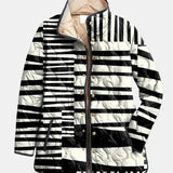 Miren | Veste matelassée abstraite noire et blanche