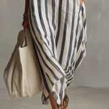 Chemise rayée décontractée Robe longue style bohème