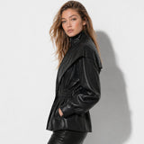 Valentina Moreau | Veste à basque en similicuir de luxe pour femme
