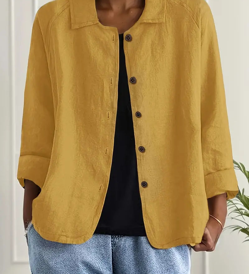 Amélie Rousseau | Veste en lin boutonnée Sky Breeze à l'élégance décontractée pour femme