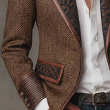 Veste en tweed à chevrons avec empiècements imprimés