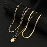Collier superposé Savira avec médaillon texturé | Doré