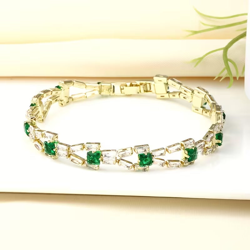 Bracelet Tennis Verde Link | Or